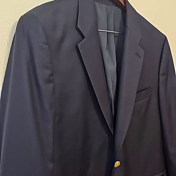 - Lauren Ralph Lauren Mens Navy Blue Blazer Gold Tone Buttons Size 44R - Picture 2 of 13